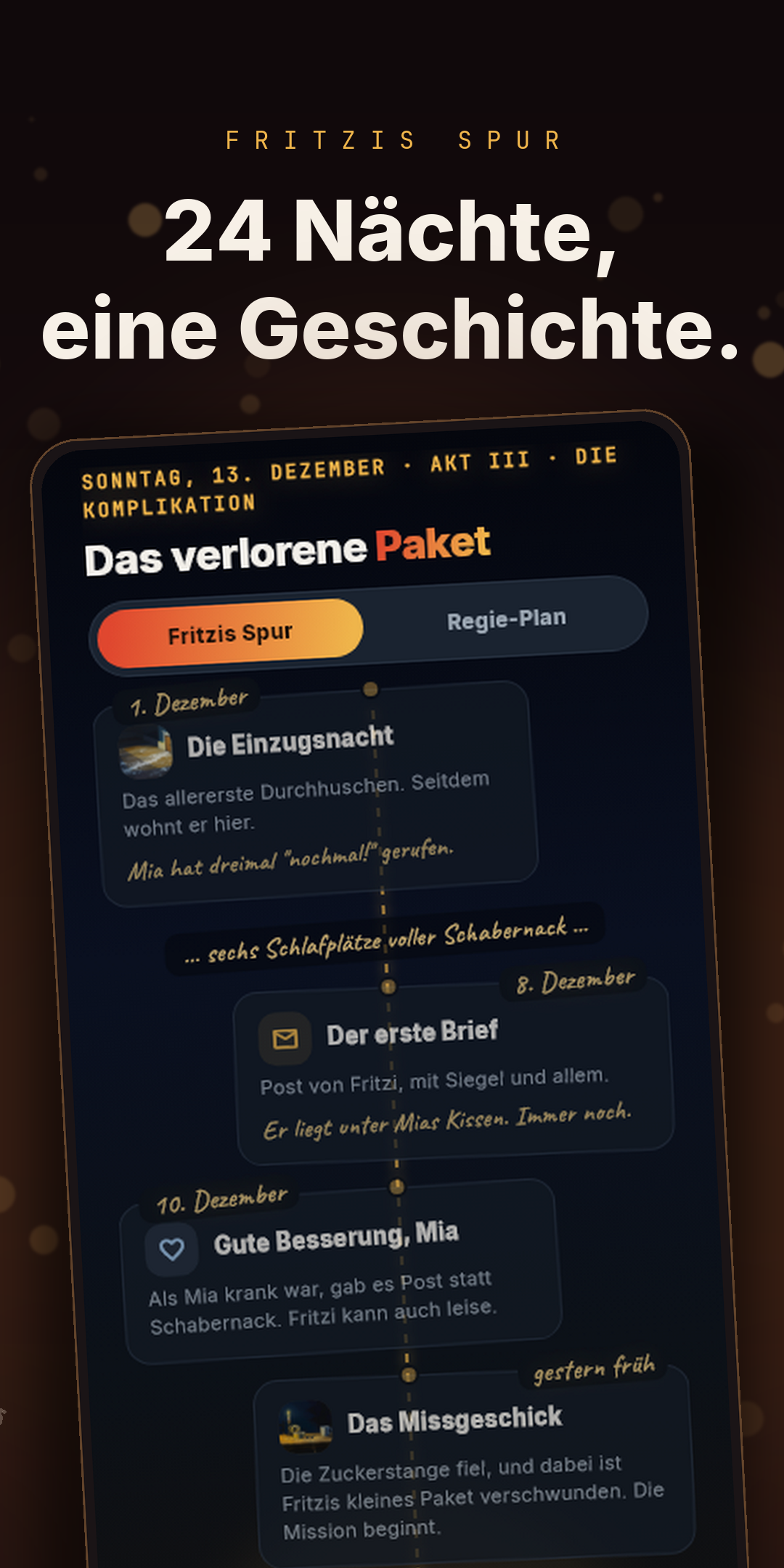 App-Ansicht: das Beweisvideo der Nacht, eine Spur im Mehl vor der Wichteltür.